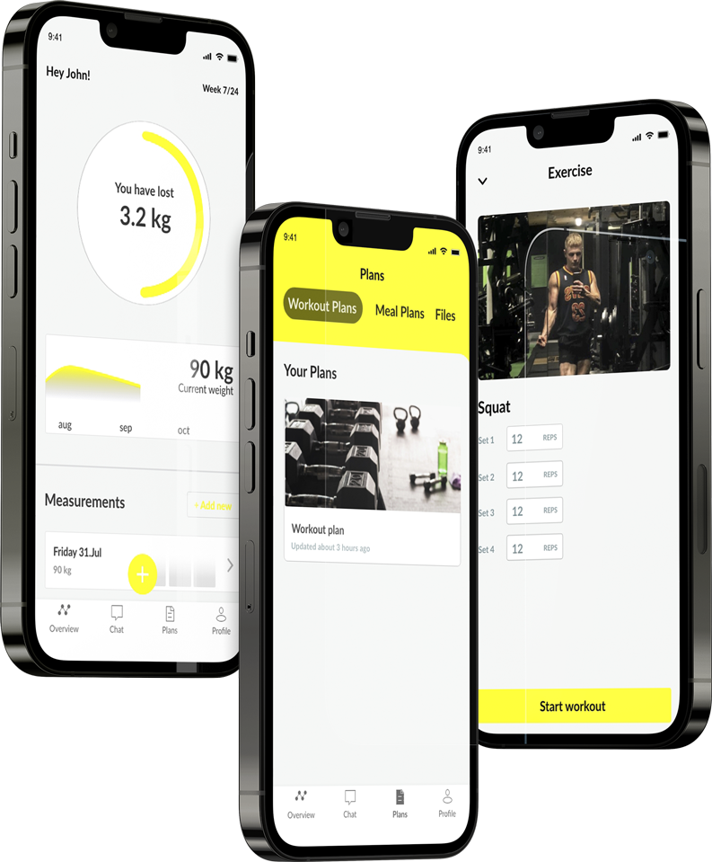 A mockup of the coaching app showcasing the features.